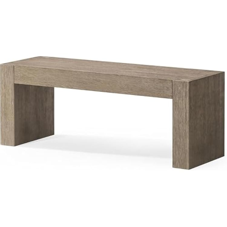 Maven Lane Zeno Bench Grey Solid Wood Ideal for Living Room, Entryway and Bedroom Decor