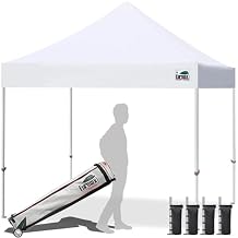 Eurmax USA 10x10ft Pop Up Canopy,Commercial Instant Tent for Outdoor Events,Patented No-Tip Rolling Storage Bag with 4 Sandbags,UV & Water Resistant,Heavy Duty Portable Shelter Gazebo,White