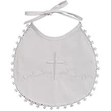 Pink Princess White Baptism Bib Boy, Christening Cotton Baby Baptism Bibs with Embroidered Cross, Baptismal Gifts