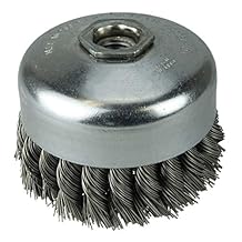 Weiler 12826 4" Single Row Knot Wire Cup Brush, .023" Steel Fill, 5/8"-11 UNC Nut, Made in The USA