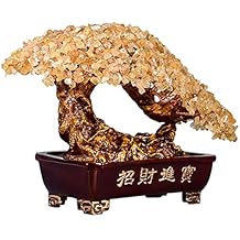 Figurines,Feng Shui Statues/Ornaments,Money Tree Gemstone Tree Crystal Bonsai Money Tree for Positive Energy, Luck and Wealth Top Plaza Chakra Healing Crystals Copper Money Tree Healings