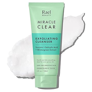 Rael Miracle Clear Facial Cleanser Makeup Remover, Daily Face Wash, Gentle Deep Pore Cleansing Korean Skin Care for Oily & Combination Skin Exfoliating Cleanser, 5.1 fl. oz