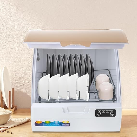 Portable Countertop Dishwashers, Compact Dishwashers with 4 Washing Programs, 167F High-Temperature Wash, 360Spray Dishwasher for Apartments, White