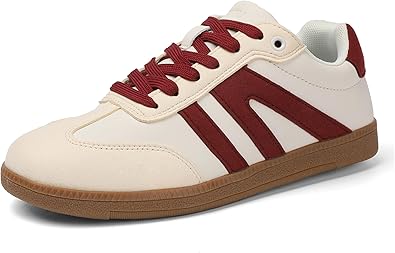 AoSiFu Women's Fashion Sneakers Classic Casual Women Walking Shoes Comfortable Lace-Up Tennis Footwear Anti Slip Skate Shoes