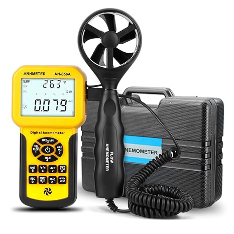 HVAC Air Flow CFM Meter, AIOMEST Handheld Anemometer Measure Airflow Wind Speed Velocity Temperature, Professional Air Vent Ductwork Velometer Gauge AI-856A with Data Logging