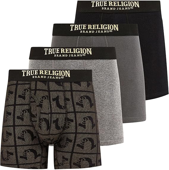 True Religion Mens Boxer Briefs Cotton Stretch Underwear for Men Pack of 4